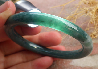 Certified Green Burma 100% Natural A JADE Jadeite Circle Bangle Bracelet 57 mm 手镯 637956  TN