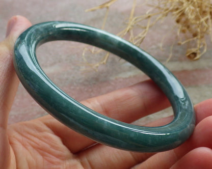 Certified Green Burma 100% Natural A JADE Jadeite Circle Bangle Bracelet 57 mm 手镯 637956  TN