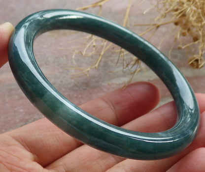 Certified Green Burma 100% Natural A JADE Jadeite Circle Bangle Bracelet 57 mm 手镯 637956  TN
