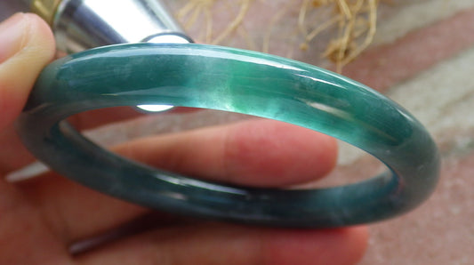 Certified Green Burma 100% Natural A JADE Jadeite Circle Bangle Bracelet 56 mm 手镯 637983  TN