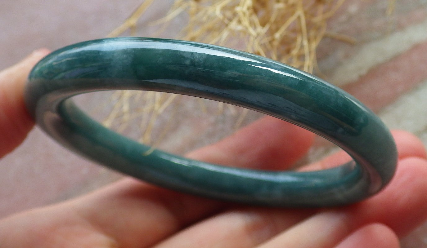 Certified Green Burma 100% Natural A JADE Jadeite Circle Bangle Bracelet 56 mm 手镯 637983  TN