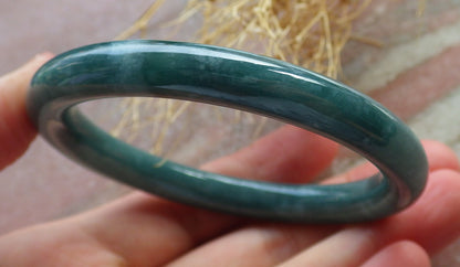 Certified Green Burma 100% Natural A JADE Jadeite Circle Bangle Bracelet 56 mm 手镯 637983  TN