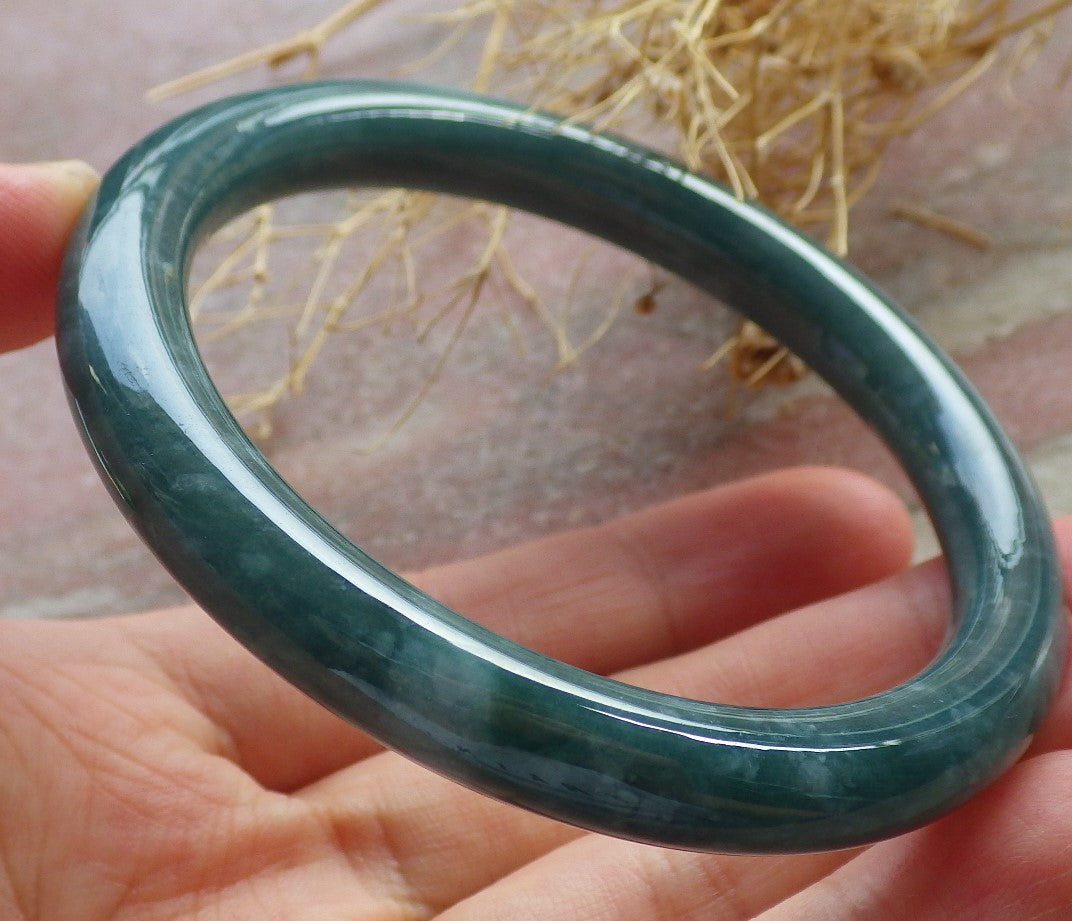 Certified Green Burma 100% Natural A JADE Jadeite Circle Bangle Bracelet 56 mm 手镯 637983  TN