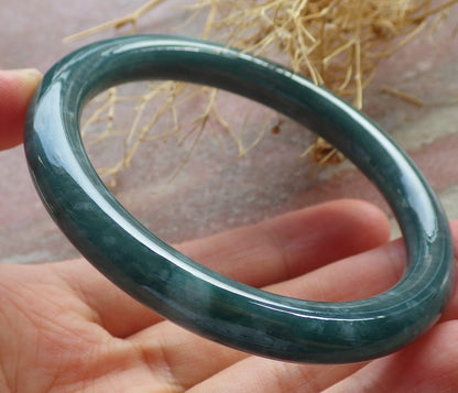 Certified Green Burma 100% Natural A JADE Jadeite Circle Bangle Bracelet 56 mm 手镯 637983  TN