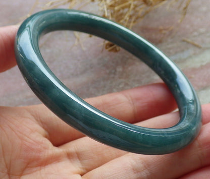 Certified Green Burma 100% Natural A JADE Jadeite Circle Bangle Bracelet 56 mm 手镯 637983  TN