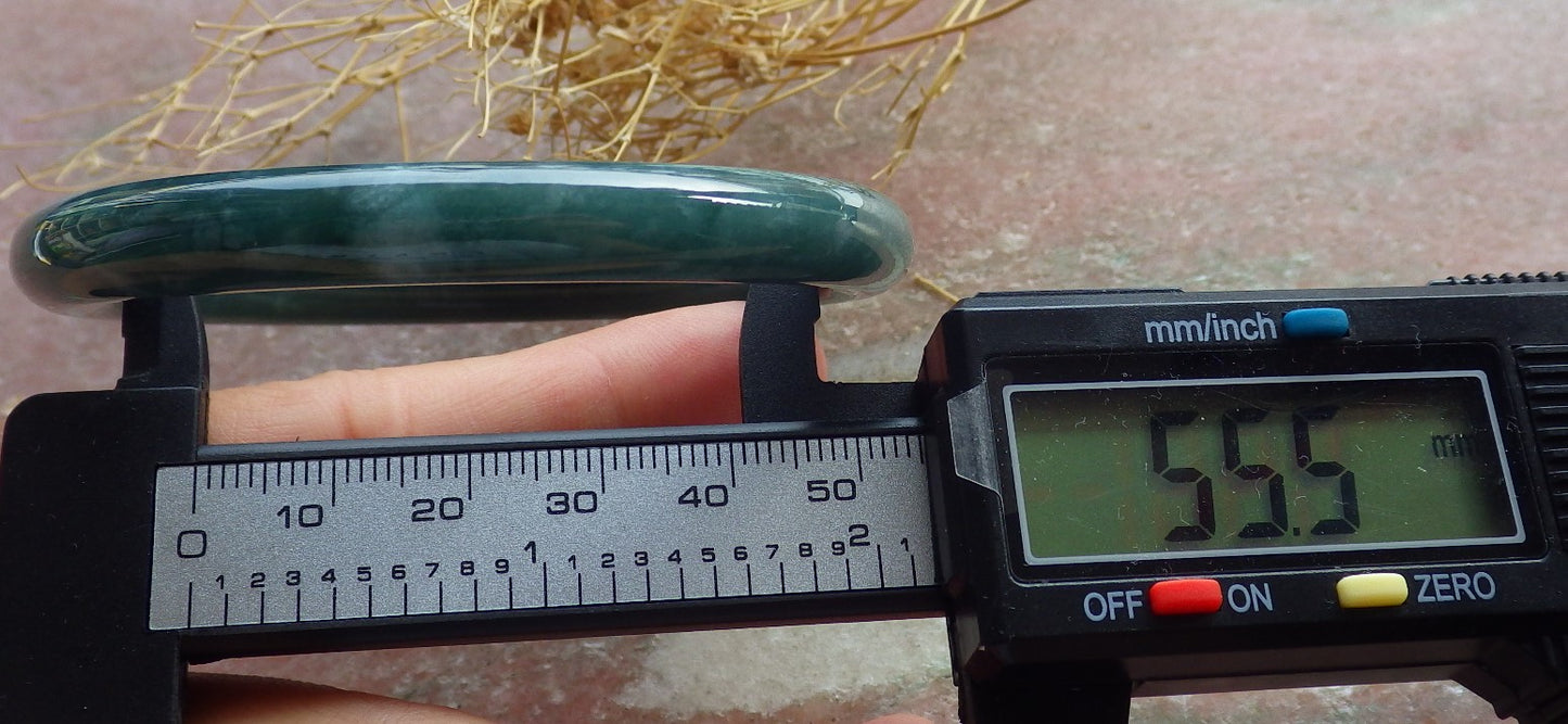 Certified Green Burma 100% Natural A JADE Jadeite Circle Bangle Bracelet 56 mm 手镯 637983  TN