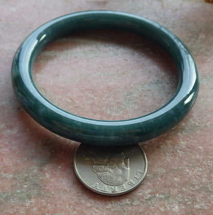 Certified Green Burma 100% Natural A JADE Jadeite Circle Bangle Bracelet 56 mm 手镯 637983  TN