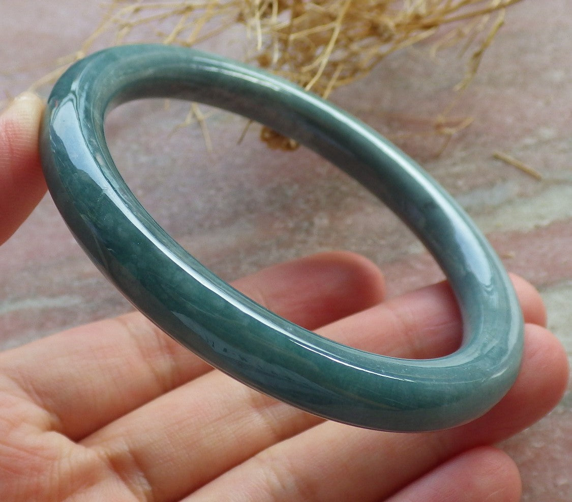 Certified Green Burma 100% Natural A JADE Jadeite Circle Bangle Bracelet 57 mm 手镯 637993  TN