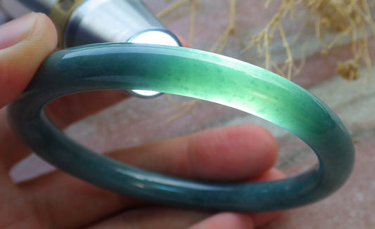 Certified Green Burma 100% Natural A JADE Jadeite Circle Bangle Bracelet 58 mm 手镯 638009  TN