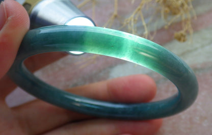 Certified Green Burma 100% Natural A JADE Jadeite Circle Bangle Bracelet 58 mm 手镯 638009  TN
