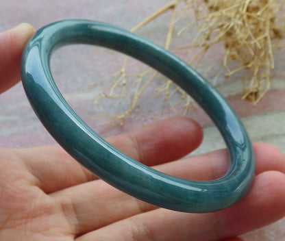 Certified Green Burma 100% Natural A JADE Jadeite Circle Bangle Bracelet 58 mm 手镯 638009  TN