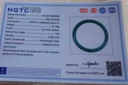 Certified Green Burma 100% Natural A JADE Jadeite Circle Bangle Bracelet 58 mm 手镯 638009  TN