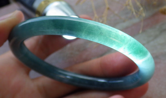 Certified Green Burma 100% Natural A JADE Jadeite Circle Bangle Bracelet 58 mm 手镯 638019  TN
