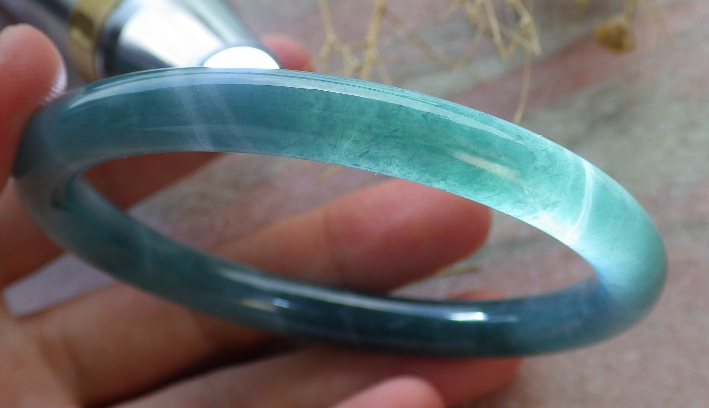 Certified Green Burma 100% Natural A JADE Jadeite Circle Bangle Bracelet 58 mm 手镯 638019  TN
