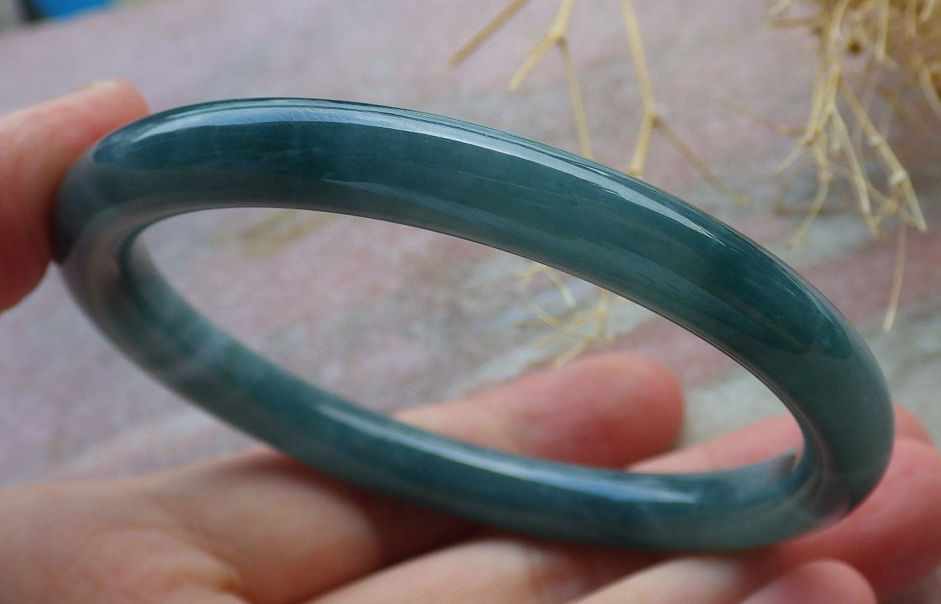 Certified Green Burma 100% Natural A JADE Jadeite Circle Bangle Bracelet 58 mm 手镯 638019  TN