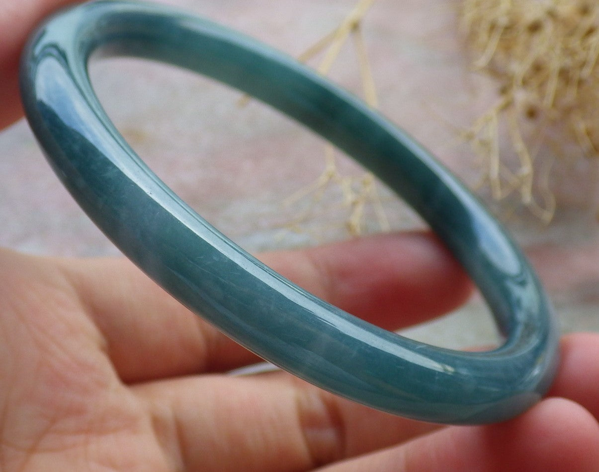 Certified Green Burma 100% Natural A JADE Jadeite Circle Bangle Bracelet 58 mm 手镯 638019  TN