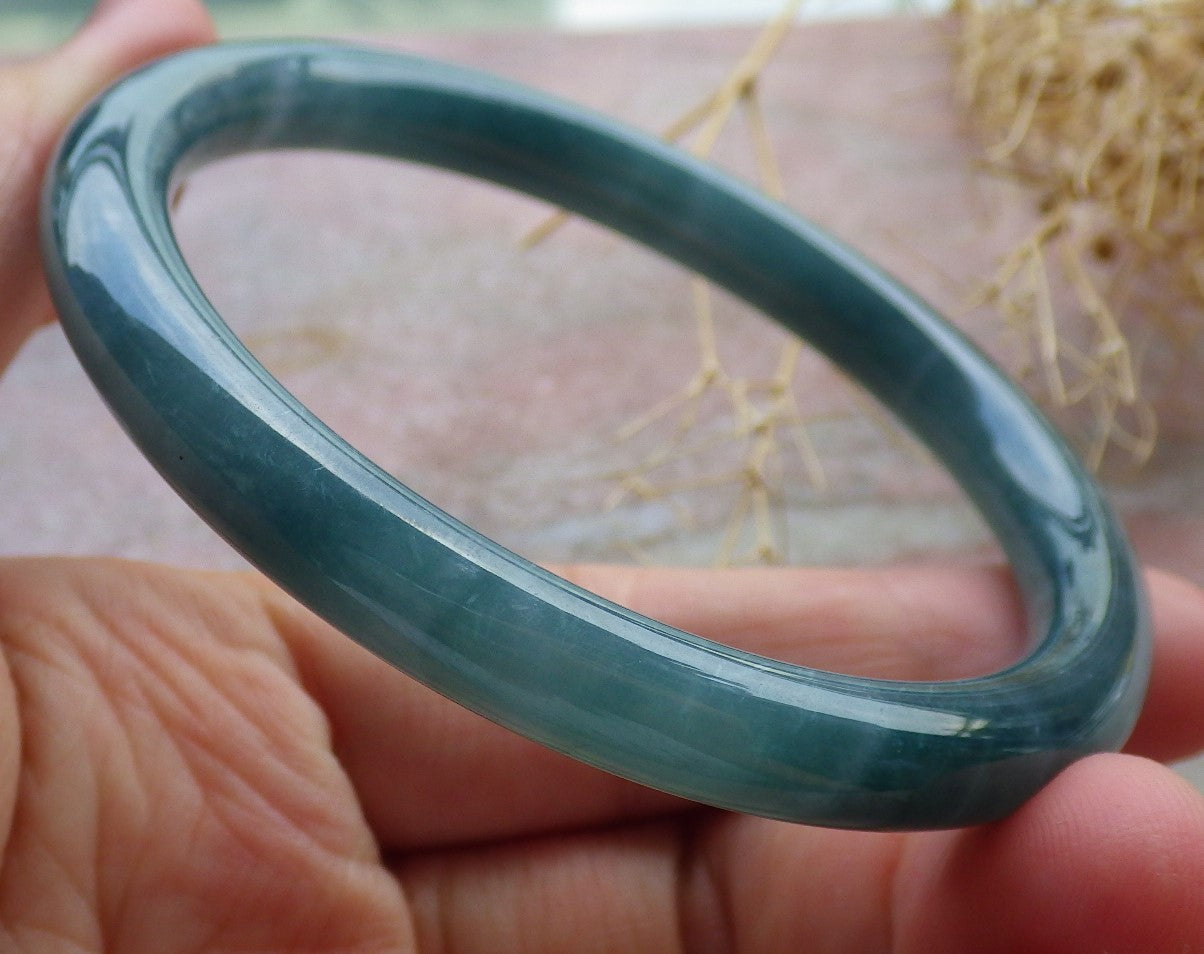Certified Green Burma 100% Natural A JADE Jadeite Circle Bangle Bracelet 58 mm 手镯 638019  TN