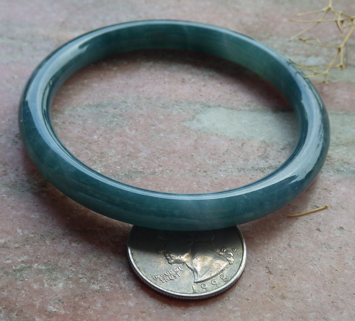 Certified Green Burma 100% Natural A JADE Jadeite Circle Bangle Bracelet 58 mm 手镯 638019  TN