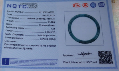 Certified Green Burma 100% Natural A JADE Jadeite Circle Bangle Bracelet 58 mm 手镯 638019  TN