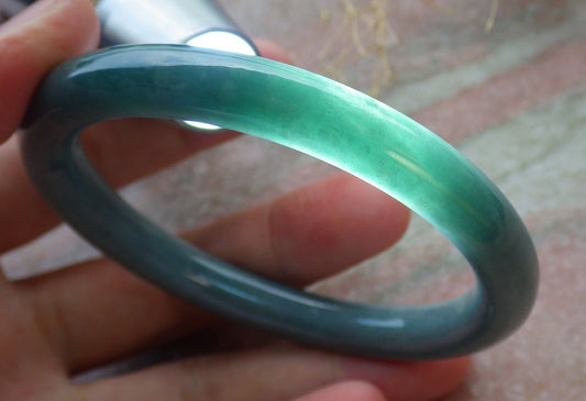Certified Green Burma 100% Natural A JADE Jadeite Circle Bangle Bracelet 56 mm 手镯 638029  TN