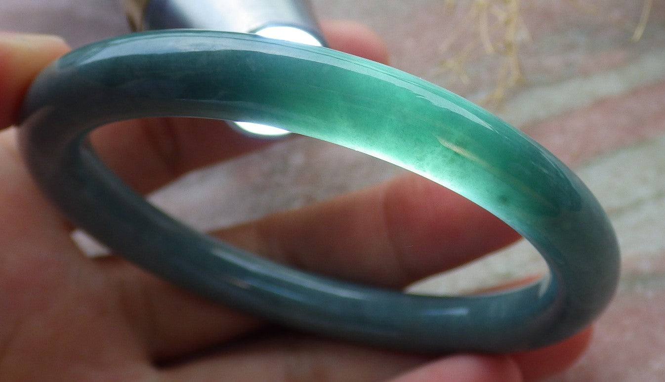 Certified Green Burma 100% Natural A JADE Jadeite Circle Bangle Bracelet 56 mm 手镯 638029  TN