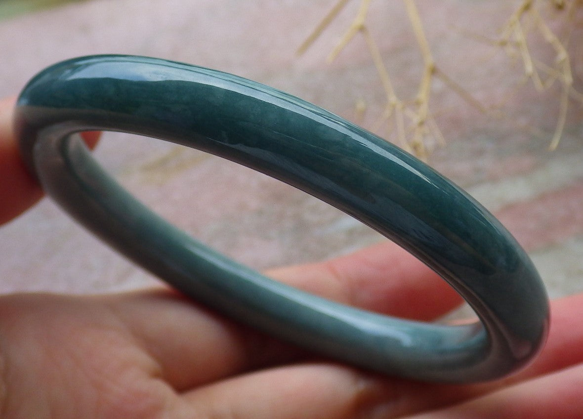 Certified Green Burma 100% Natural A JADE Jadeite Circle Bangle Bracelet 56 mm 手镯 638029  TN