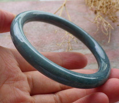 Certified Green Burma 100% Natural A JADE Jadeite Circle Bangle Bracelet 56 mm 手镯 638029  TN