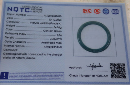 Certified Green Burma 100% Natural A JADE Jadeite Circle Bangle Bracelet 56 mm 手镯 638029  TN