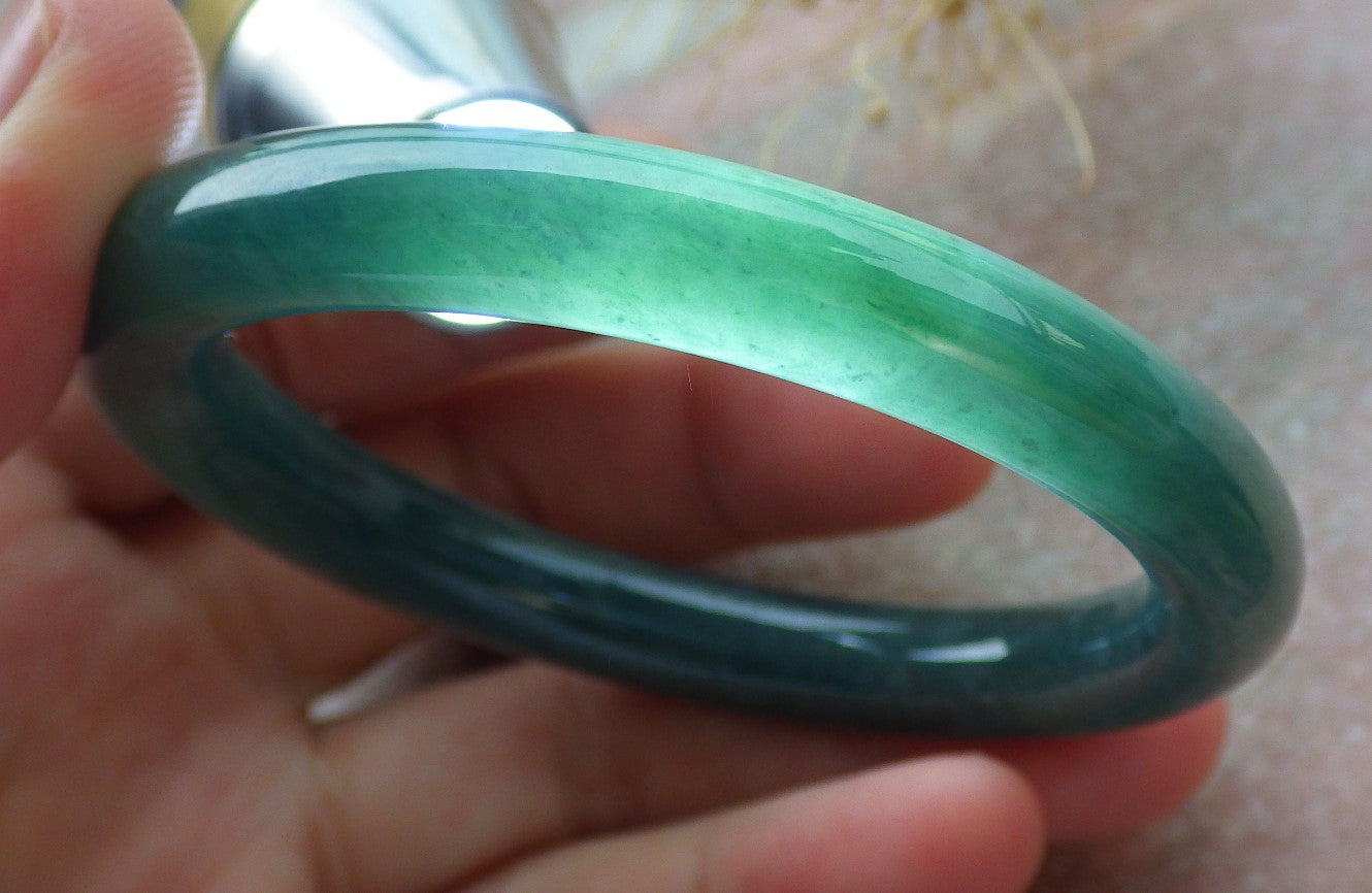 Certified Icy Green Burma 100% Natural A JADE Jadeite Circle Bangle Bracelet 51 mm 手镯 638046  TN