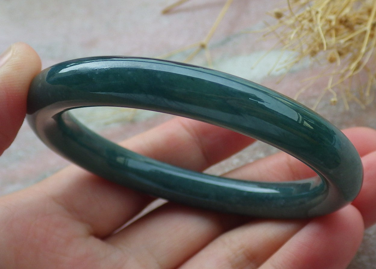 Certified Icy Green Burma 100% Natural A JADE Jadeite Circle Bangle Bracelet 51 mm 手镯 638046  TN