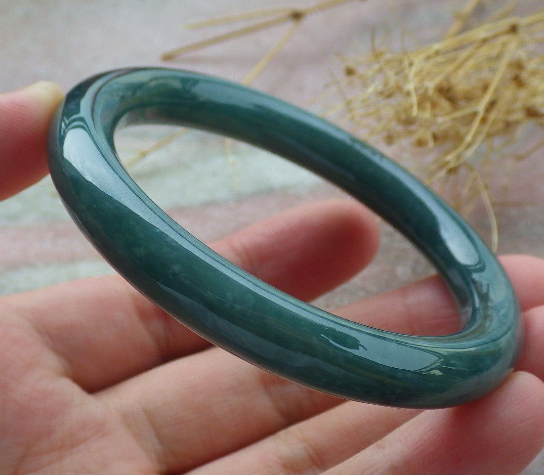 Certified Icy Green Burma 100% Natural A JADE Jadeite Circle Bangle Bracelet 51 mm 手镯 638046  TN