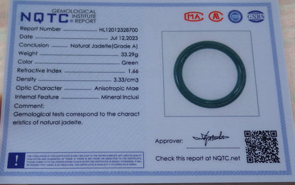 Certified Icy Green Burma 100% Natural A JADE Jadeite Circle Bangle Bracelet 51 mm 手镯 638046  TN