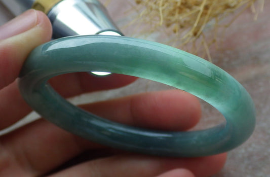 Small Size Certified Icy Green Burma 100% Natural A JADE Jadeite Circle Bangle Bracelet 49 mm 手镯 638055  TN