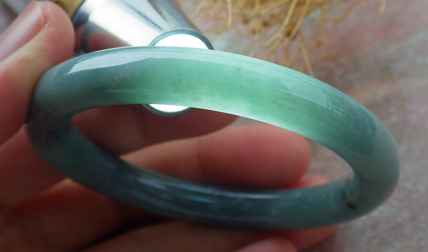 Small Size Certified Icy Green Burma 100% Natural A JADE Jadeite Circle Bangle Bracelet 49 mm 手镯 638055  TN