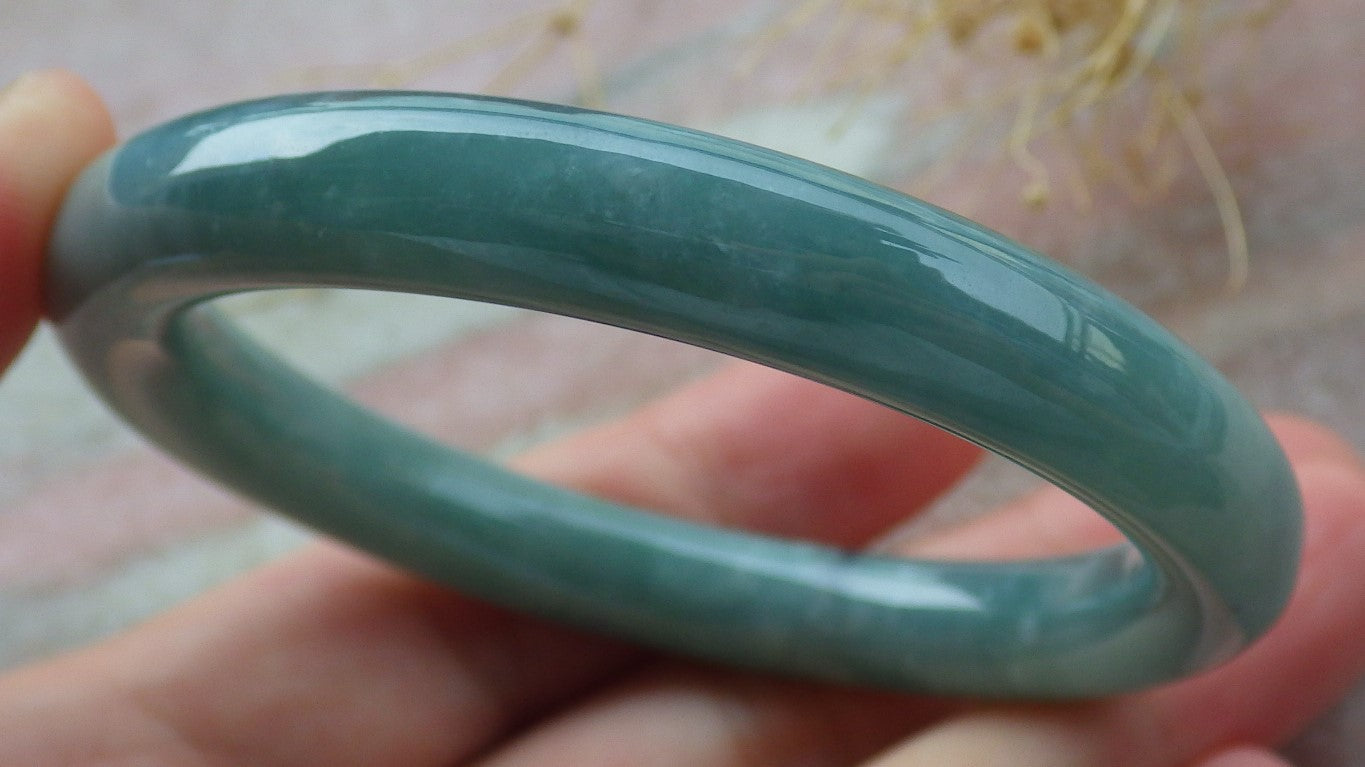 Small Size Certified Icy Green Burma 100% Natural A JADE Jadeite Circle Bangle Bracelet 49 mm 手镯 638055  TN