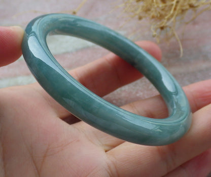 Small Size Certified Icy Green Burma 100% Natural A JADE Jadeite Circle Bangle Bracelet 49 mm 手镯 638055  TN