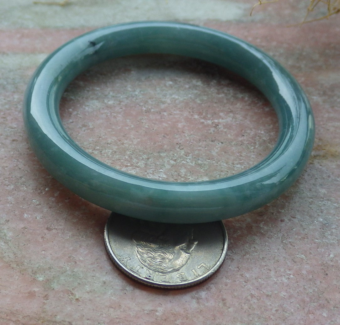 Small Size Certified Icy Green Burma 100% Natural A JADE Jadeite Circle Bangle Bracelet 49 mm 手镯 638055  TN
