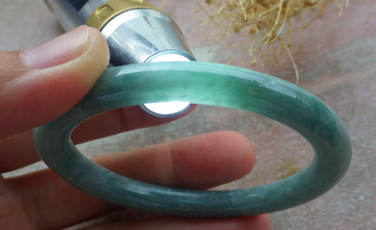 Certified Green Burma 100% Natural A JADE Jadeite Circle Bangle Bracelet 55 mm 手镯 638064  TN