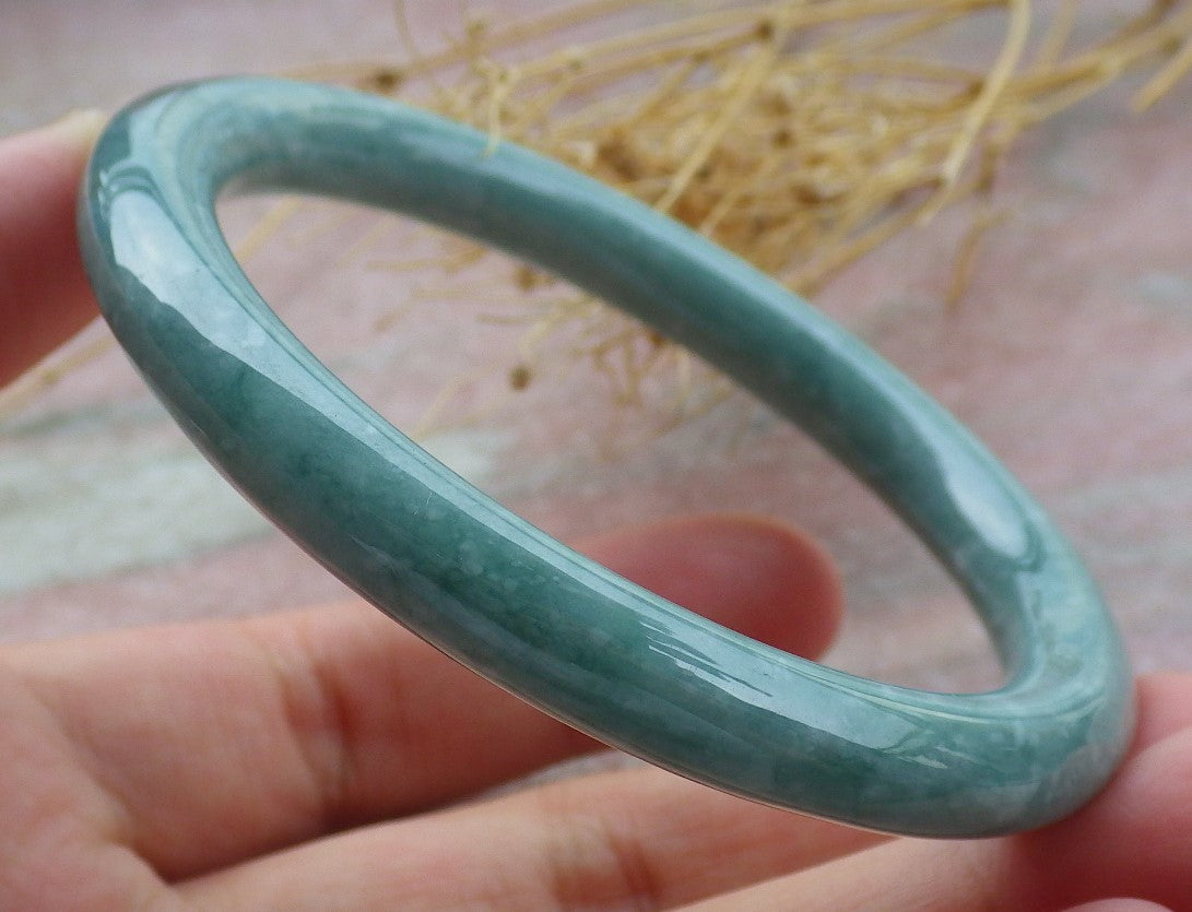 Certified Green Burma 100% Natural A JADE Jadeite Circle Bangle Bracelet 55 mm 手镯 638064  TN