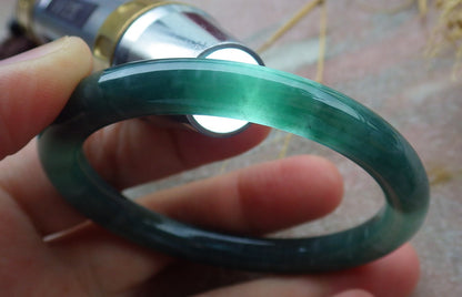 Certified Icy Green Burma 100% Natural A JADE Jadeite Circle Bangle Bracelet 53 mm 手镯 638093  TN