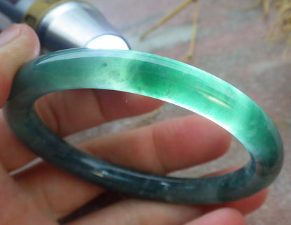 Certified Icy Green Burma 100% Natural A JADE Jadeite Circle Bangle Bracelet 53 mm 手镯 638093  TN