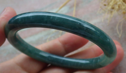Certified Icy Green Burma 100% Natural A JADE Jadeite Circle Bangle Bracelet 53 mm 手镯 638093  TN