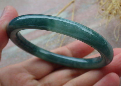 Certified Icy Green Burma 100% Natural A JADE Jadeite Circle Bangle Bracelet 53 mm 手镯 638093  TN