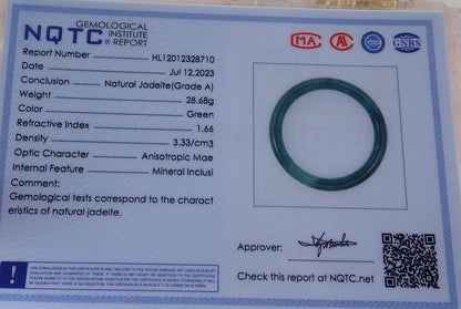 Certified Icy Green Burma 100% Natural A JADE Jadeite Circle Bangle Bracelet 53 mm 手镯 638093  TN