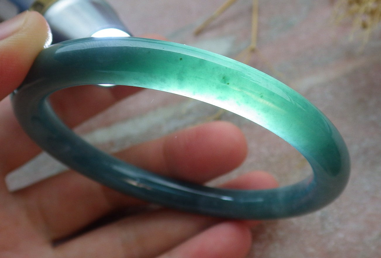 Certified Icy Green Burma 100% Natural A JADE Jadeite Circle Bangle Bracelet 58 mm 手镯 638104  TN