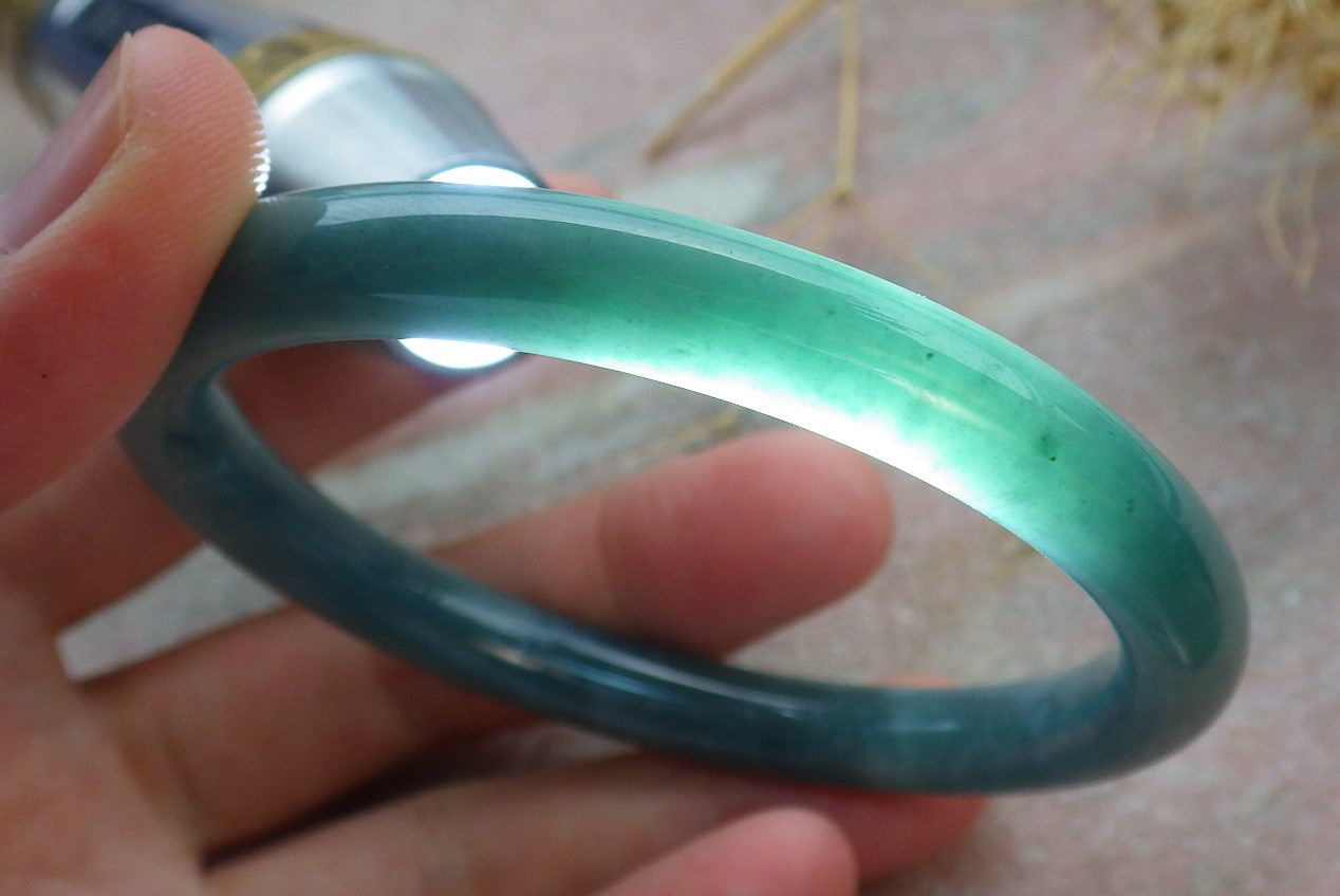 Certified Icy Green Burma 100% Natural A JADE Jadeite Circle Bangle Bracelet 58 mm 手镯 638104  TN