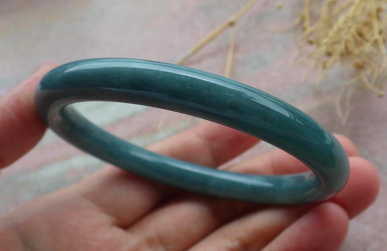 Certified Icy Green Burma 100% Natural A JADE Jadeite Circle Bangle Bracelet 58 mm 手镯 638104  TN