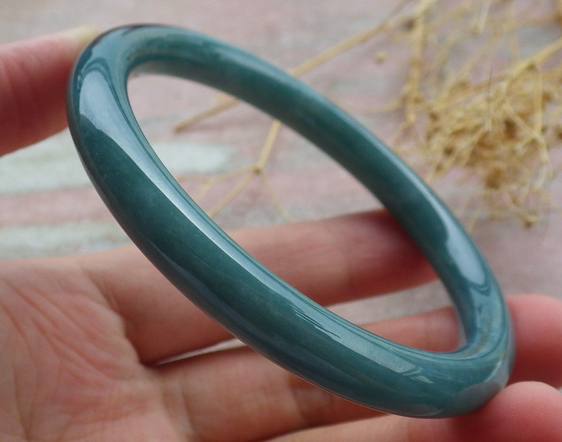 Certified Icy Green Burma 100% Natural A JADE Jadeite Circle Bangle Bracelet 58 mm 手镯 638104  TN