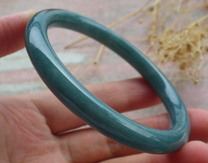 Certified Icy Green Burma 100% Natural A JADE Jadeite Circle Bangle Bracelet 58 mm 手镯 638104  TN