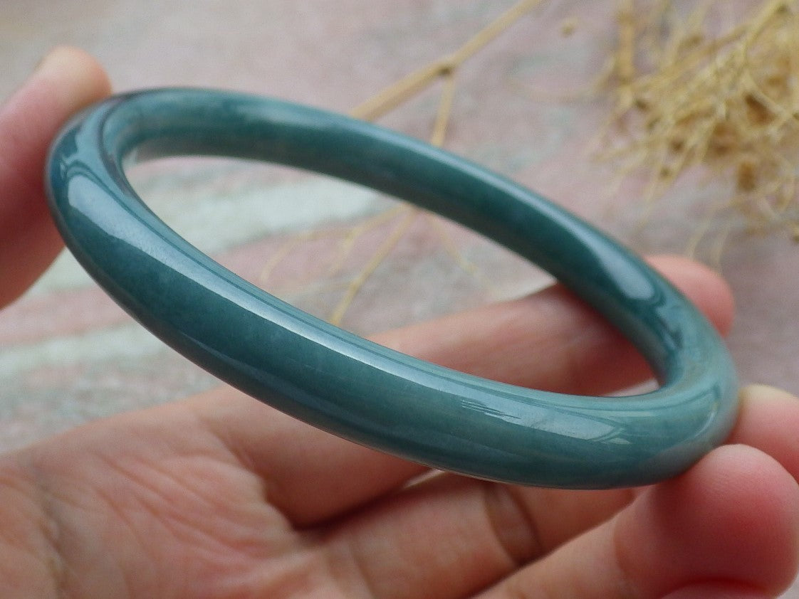 Certified Icy Green Burma 100% Natural A JADE Jadeite Circle Bangle Bracelet 58 mm 手镯 638104  TN